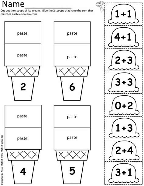 kindergarten math worksheets cut and paste